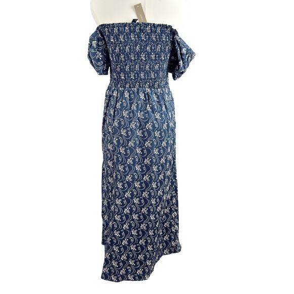 J.Crew LRG Navy Blue Short-Sleeve Smocked Dress Starry Swirl NWT - Picture 3 of 8